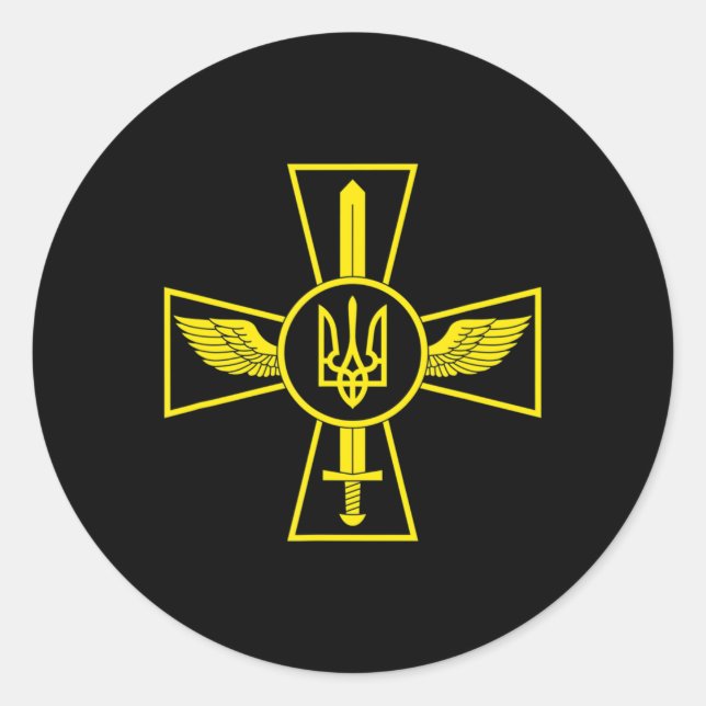UKRAINIAN AIR FORCE EMBLEM UKRAINE ARMED FORCES UA CLASSIC ROUND STICKER (Front)