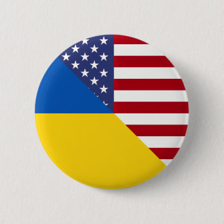 Ukrainian American Flag | Half Ukraine USA 6 Cm Round Badge