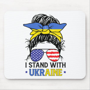 Ukrainian American Flag I Stand With Ukraine Messy Mouse Pad