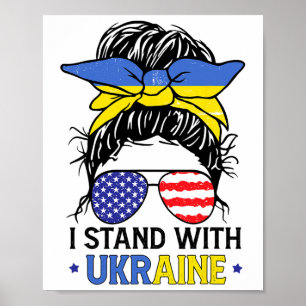 Ukrainian American Flag I Stand With Ukraine Messy Poster