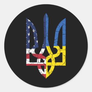 Ukrainian American Flag Symbol Love Support Us Ukr Classic Round Sticker