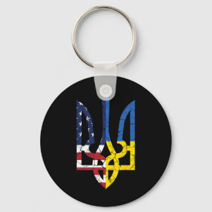 Ukrainian American Flag Symbol Love Support Us Ukr Key Ring
