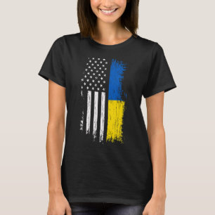 Ukrainian American Flag T Shirt - Pride Ukraine Us