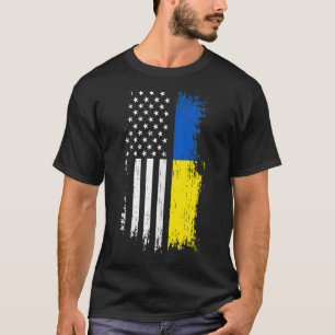 Ukrainian American Flag T Shirt - Pride Ukraine US