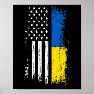 Ukrainian American Flag T Shirt - Pride Ukraine Us Poster