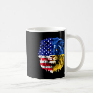 Ukrainian American Flag Ukraine Lion Face Usa Ukra Coffee Mug