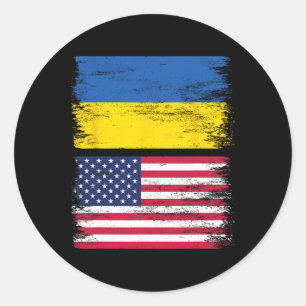 Ukrainian American Flag Ukraine Usa America Roots Classic Round Sticker
