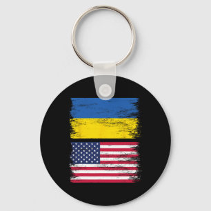 Ukrainian American Flag Ukraine Usa America Roots Key Ring