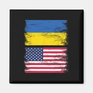 Ukrainian American Flag Ukraine Usa America Roots Magnet