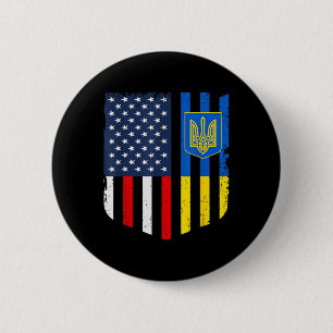 Ukrainian American Flag Ukraine Usa America Shield 6 Cm Round Badge