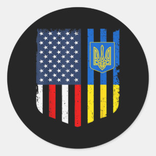 Ukrainian American Flag Ukraine Usa America Shield Classic Round Sticker