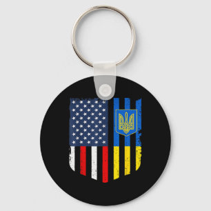 Ukrainian American Flag Ukraine Usa America Shield Key Ring