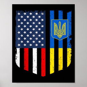 Ukrainian American Flag Ukraine Usa America Shield Poster