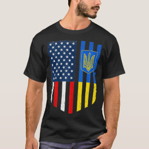 Ukrainian American Flag Ukraine Usa America Shield T-Shirt