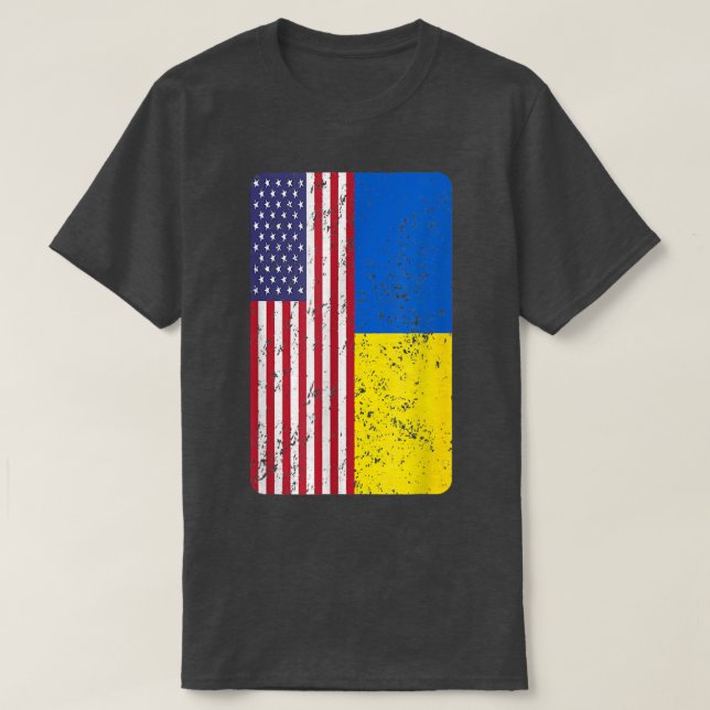 Ukrainian American Flag Ukraine USA I Stand With U T-Shirt (Design Front)