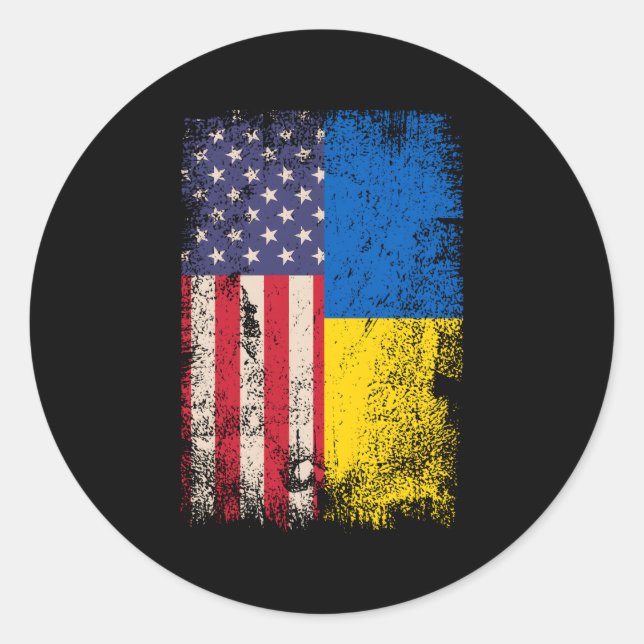 Ukrainian American Flag Ukraine Usa Roots Classic Round Sticker (Front)