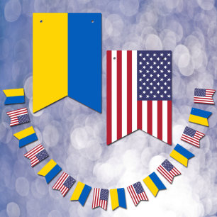 Ukrainian American Flags, Party Ukraine / USA Bunting