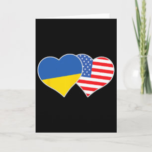 Ukrainian American Heart Love Ukraine Usa Flag Card