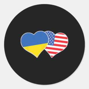 Ukrainian American Heart Love Ukraine Usa Flag Classic Round Sticker