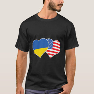 Ukrainian American Heart Love Ukraine Usa Flag T-Shirt