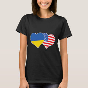 Ukrainian American Heart Love Ukraine Usa Flag  T-Shirt