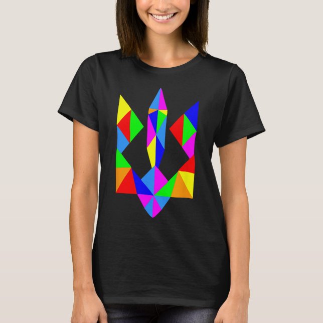 Ukrainian American T Shirt Support Ukraine Trident (Front)