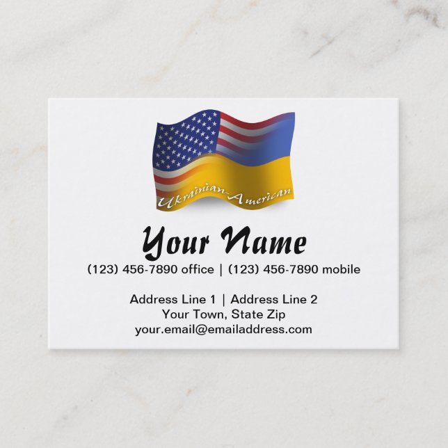 Ukrainian-American Waving Flag Business Card (Front)