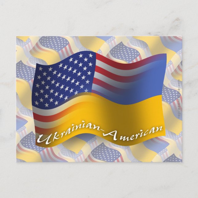 Ukrainian-American Waving Flag Postcard (Front)