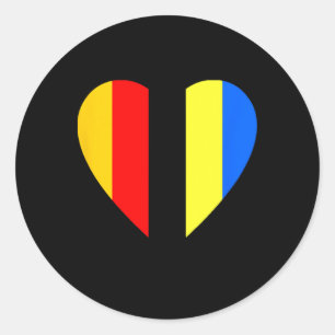 Ukrainian And German Flag In The Heart Of Ukraine Classic Round Sticker