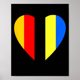 Ukrainian And German Flag In The Heart Of Ukraine  Poster