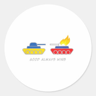 Ukrainian And Russian Tank Gut Always Wins The Classic Round Sticker