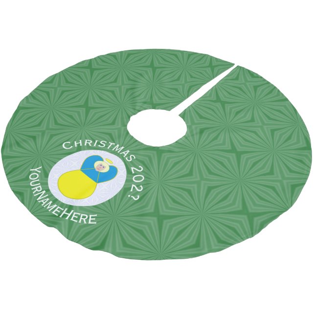 Ukrainian Angel Christmas Flag Personalised Text  Brushed Polyester Tree Skirt (Angled)