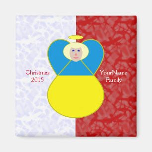 Ukrainian Angel Flag on Red and White Personalised Magnet