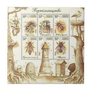 Ukrainian Beekeeping Stamp Ceramic Tile