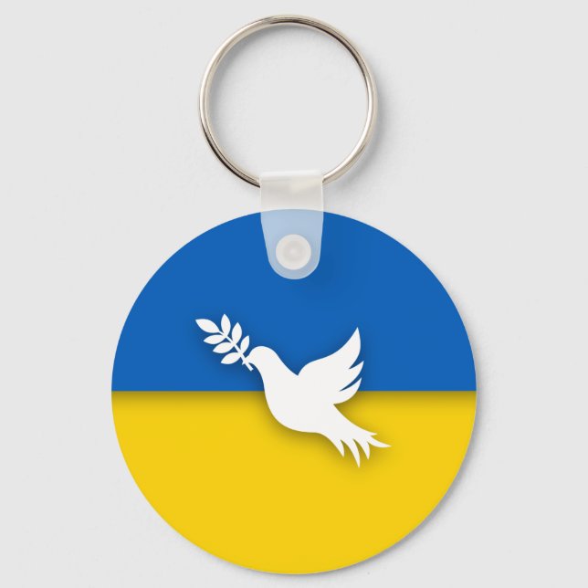 Ukrainian Bicolor flag, Dove of peace Key Ring (Front)