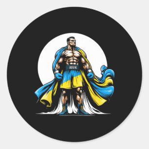 Ukrainian Boxer Patriotic Boxing Fighter Ukraine Classic Round Sticker
