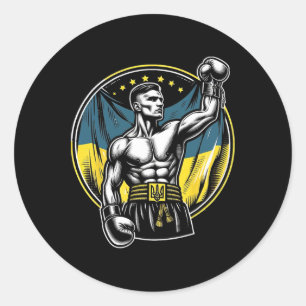 Ukrainian Boxer Patriotic Boxing Fighter Ukraine F Classic Round Sticker