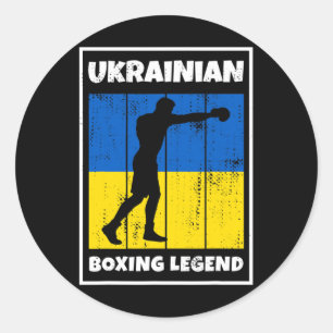 Ukrainian Boxing Legend With Flag For Ukraine Boxe Classic Round Sticker