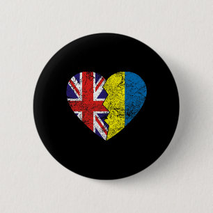 Ukrainian British Flags Heart United Kingdom Ukrai 6 Cm Round Badge