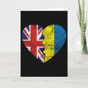 Ukrainian British Flags Heart United Kingdom Ukrai Card
