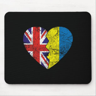 Ukrainian British Flags Heart United Kingdom Ukrai Mouse Pad