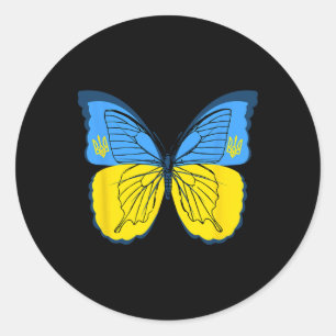 Ukrainian Butterfly Flag Of Ukraine With Trident F Classic Round Sticker