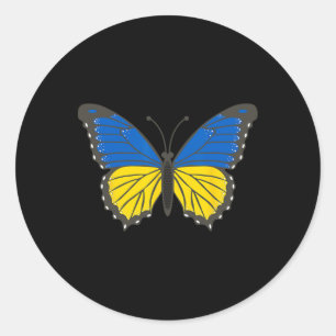 Ukrainian Butterfly Support Ukraine Flag Solidarit Classic Round Sticker