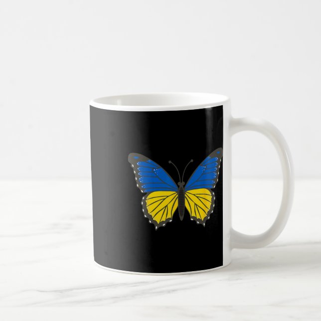 Ukrainian Butterfly Support Ukraine Flag Solidarit Coffee Mug (Right)