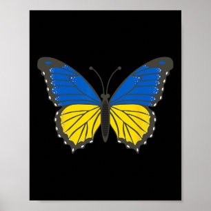 Ukrainian Butterfly Support Ukraine Flag Solidarit Poster