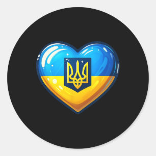 Ukrainian Bynner Fan Ukraine Flag Art Cute Heart Classic Round Sticker