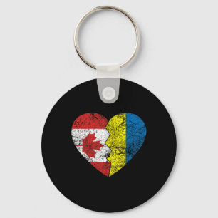 Ukrainian Canadian Flags Heart Canada Ukraine Root Key Ring