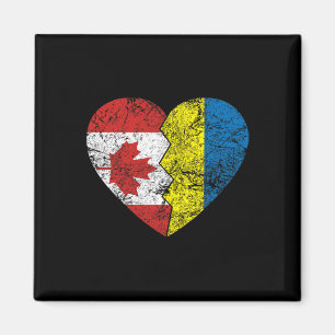 Ukrainian Canadian Flags Heart Canada Ukraine Root Magnet