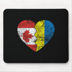 Ukrainian Canadian Flags Heart Canada Ukraine Root Mouse Pad