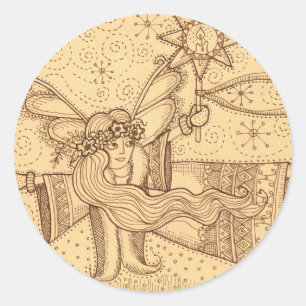 Ukrainian Christmas Angel Classic Round Sticker